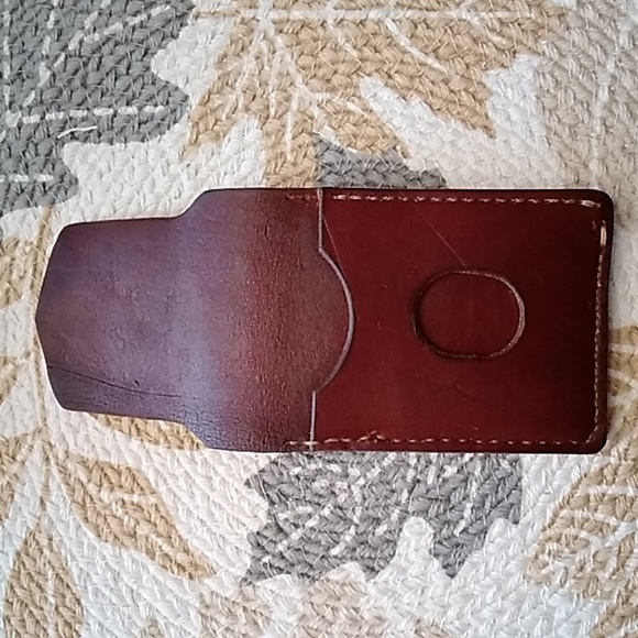 Hand made Veg Tan Leather Minimalist Wallet - Picture 4 of 7